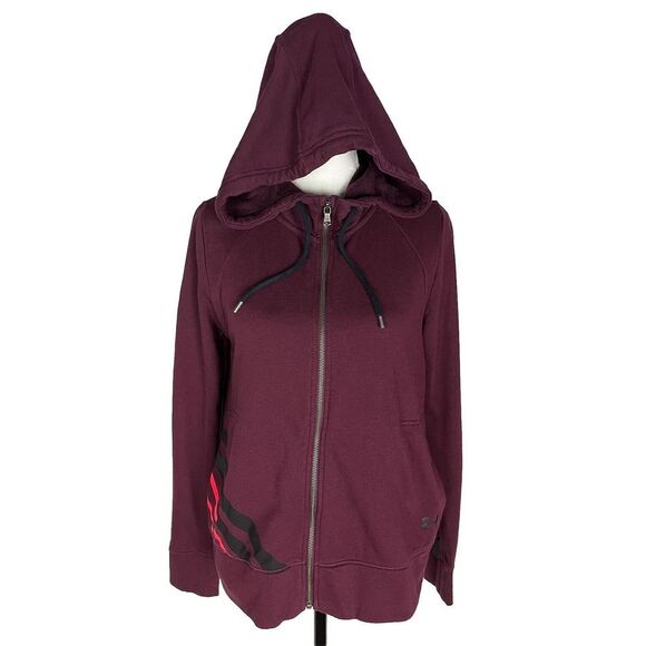 Under Armour Hoodie Womens Medium Maroon Wine French Terry Full Zip Sweatshirt M - Picture 1 of 8